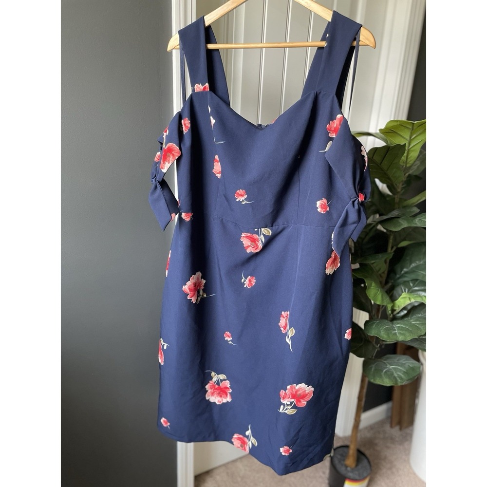 Ashley Stewart Floral Romper Navy Blue Pink Sleeveless 20W Plus